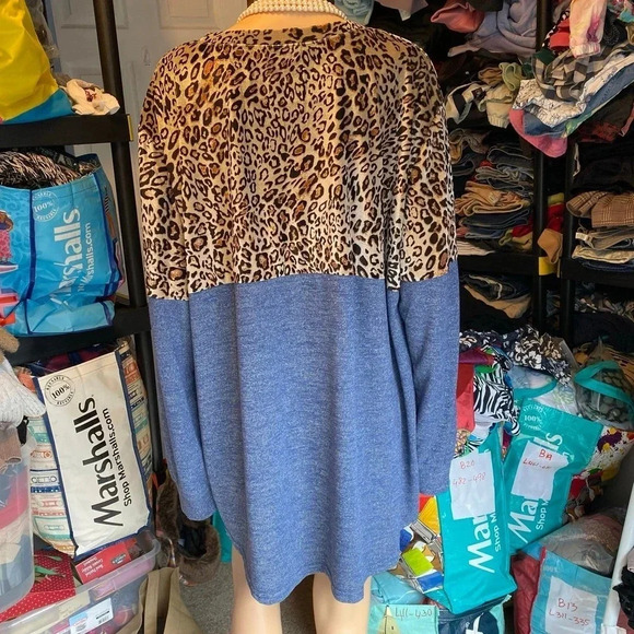 Amaryllis Leopard Print and Blue Top - Picture 6 of 6